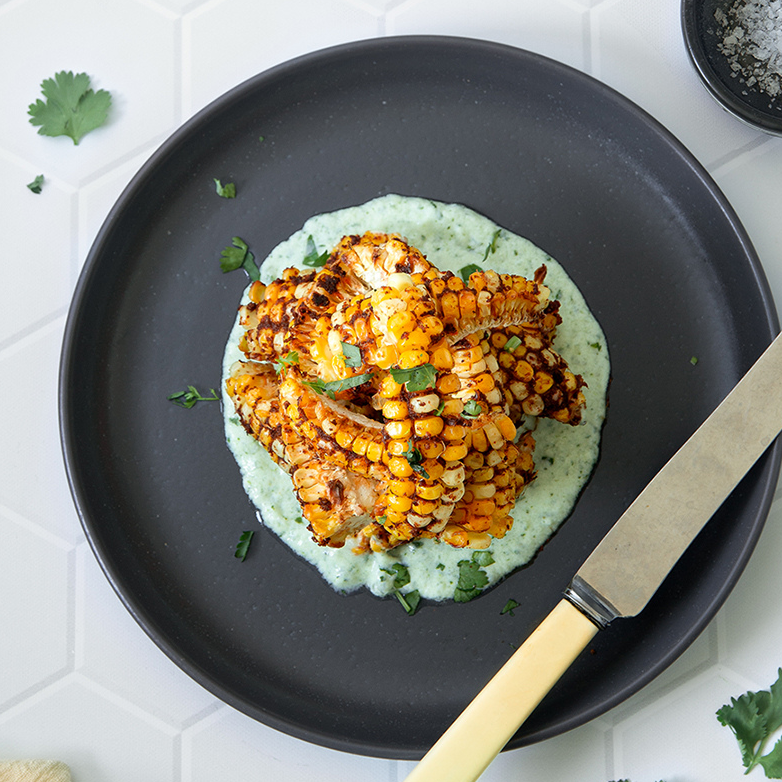 Corn Ribs with Creamy JalapeƱo Cilantro Dip Recipe